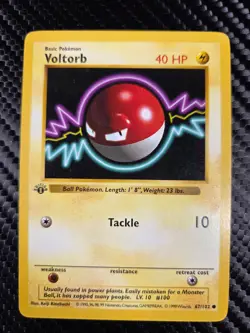 Pokemon Card Voltorb 1st Edition Shadowless 67/102 Base Set 1999 - Image 1