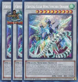 Yugioh! 3x Crystal Clear Wing Synchro Dragon RA04-EN059 Secret Rare 1st Ed NM - Image 1