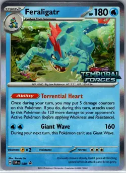 Pokmeon Card Feraligatr SVP 089 Prerelease STAMPED Temporal Forces Near Mint - Image 1