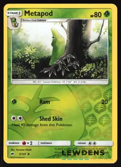 Metapod - 2/147 - Uncommon Reverse Holo - Burning Shadows - Pokemon Card - Image 1