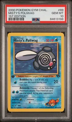 PSA 10 Misty'S Poliwag 1st Edition Gym Challenge 89/132 1st Edition Pokemon Card - Image 1