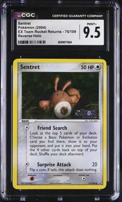 CGC 9.5 Sentret EX Team Rocket Returns 75/109 Reverse Holo Stamped Pokemon Card - Image 1