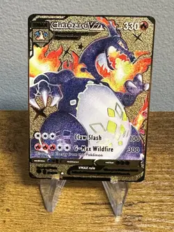 ⭐🎁Charizard VMAX Gold Metal Pokemon Card PURPLE Collectible Gift Display⭐🎁 - Image 1