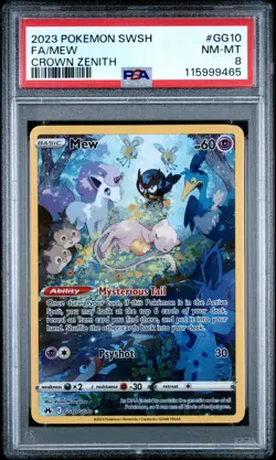 2023 POKEMON SWORD & SHIELD CROWN ZENITH #GG10 FULL ART/MEW PSA 8 - Image 1