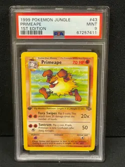 1999 POKEMON JUNGLE 1ST EDITION UNCOMMON #43 PRIMEAPE PSA MINT 9 SET BREAK - Image 1