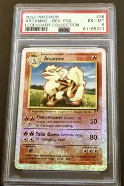 2002 Pokemon Arcanine Reverse Foil Legendary Collection #36 PSA 6 Ex-MT - Image 1