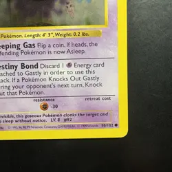 Pokemon Vintage 1st Edition Gastly 050/102 Base Set (Shadowless) Wotc 1999 - Image 4