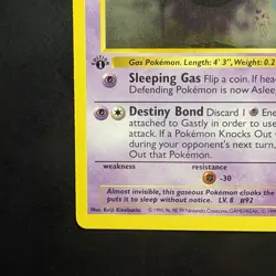 Pokemon Vintage 1st Edition Gastly 050/102 Base Set (Shadowless) Wotc 1999 - Image 5