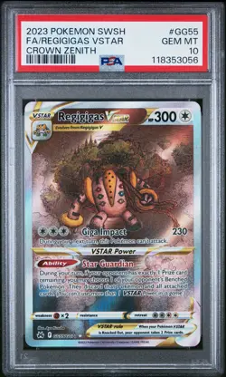 2023 POKEMON SWORD & SHIELD CROWN ZENITH #GG55 FULL ART/REGIGIGAS VSTAR PSA 10 - Image 1
