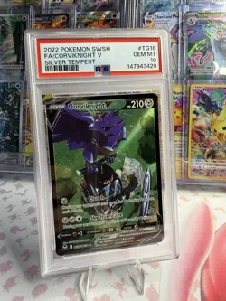 POKEMON CORVIKNIGHT V ALT ART TG18/TG30 SWSH SILVER TEMPEST PSA 10 GEM MT - Image 3