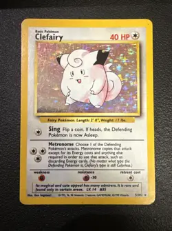 Pokemon Clefairy Holo Rare Base Set 5/102 40HP Wizards 1999 - Image 1