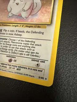 Pokemon Clefairy Holo Rare Base Set 5/102 40HP Wizards 1999 - Image 3