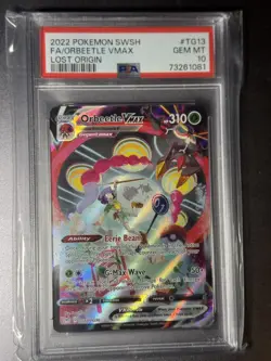 2022 POKEMON SWORD & SHIELD LOST ORIGIN #TG13 FULL ART/ORBEETLE VMAX PSA 10 - Image 1