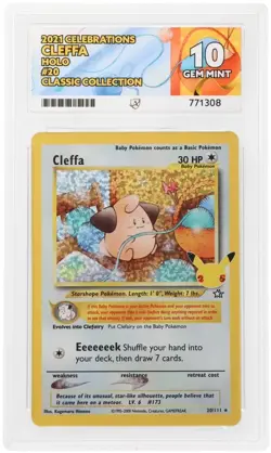 Pokemon ACE 10 Cleffa Celebrations Classic Collection 20/111 Perfect Subgrades - Image 3