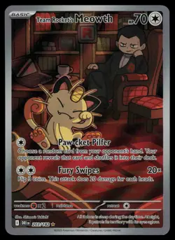 Team Rocket's Meowth 203/182 - Pokemon Destined Rivals - Illustration Rare (NM) - Image 1