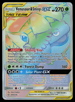Venusaur & Snivy GX 249/236 - Pokemon Cosmic Eclipse - Rainbow Rare (NM) - Image 1