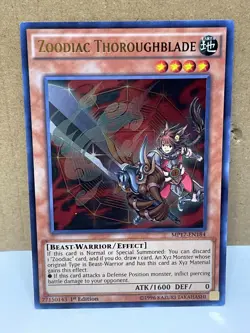 Yugioh! LP Zoodiac Thoroughblade - MP17-EN184 - Ultra Rare - 1st Edition LP - Image 1