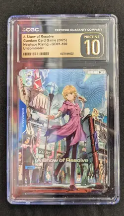 Gundam Card Game English A Show of Resolve U+ GD01-100 CGC Graded Pristine 10 - Image 3