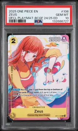 PSA 10 Zeus OP11-106 Official Playmat Bandai Card Games Fest 24/25 One Piece - Image 1