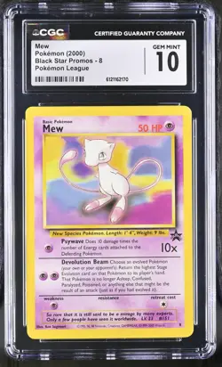 CGC 10 GEM MINT Mew 2000 Black Star Promos 8 Pokemon League Pokemon Card - Image 1