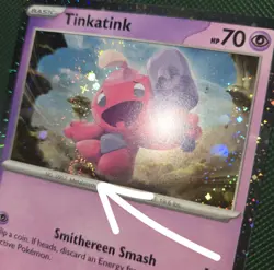FART TRIPLE SWIRL 🌀💫 BLEED Tinkatink 025 Scarlet Promo Cosmo Holo Pokemon Card - Image 1