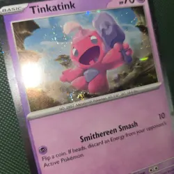 FART TRIPLE SWIRL 🌀💫 BLEED Tinkatink 025 Scarlet Promo Cosmo Holo Pokemon Card - Image 2