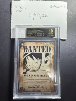 2025 One Piece OP13 EN Wanted Alt Art Monkey D Luffy BGS 10 BLACK LABEL - Image 1