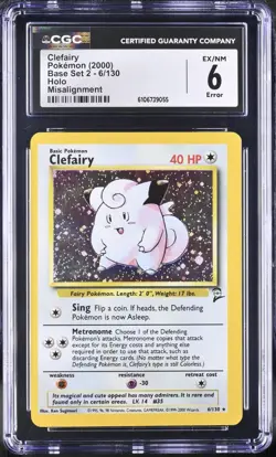 Pokemon Card Clefairy Base Set 2 Holo Misalignment Error Misprint - Image 1