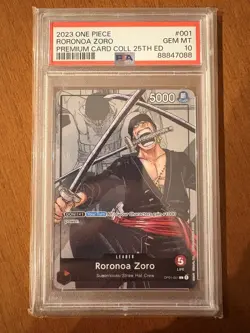 2023 ONE PIECE PREMIUM CARD COLLECTION 25TH EDITION 001 ZORO PSA 10 - Image 1