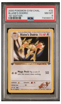 2000 Pokemon Blaine's Dodrio 1st Edition Gym Challenge PSA 8 - Image 1