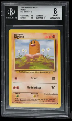 1999 Pokemon Base Unlimited Diglett BGS 8 Dutch #47 - Image 1