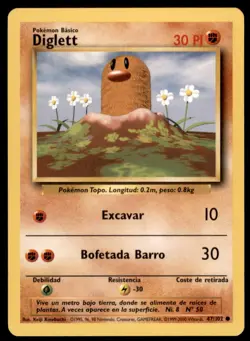 2000 Pokemon Base Unlimited Diglett Spanish #47 Vintage - Image 1