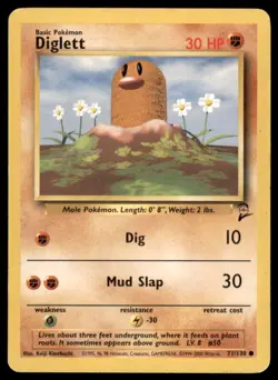 2000 Pokemon Base 2 Diglet English #71 Vintage - Image 1
