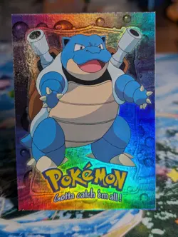 1999 Topps Pokemon the First Movie Rainbow Foil E9 #09 Blastoise Blue Logo NM- - Image 1