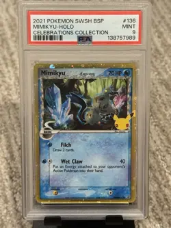 Pokemon Mimikyu TCG Holo Promo SWSH136 Celebrations PSA 9 - Image 1