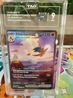 2023 Pokemon Mew EN-151 Special Illustration Rare SIR #199 Charizard ex TAG 9 - Image 1