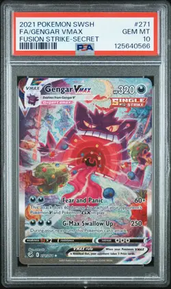 2021 POKEMON SWORD & SHIELD FUSION STRIKE SECRET FULL ART/GENGAR VMAX PSA 10 - Image 1