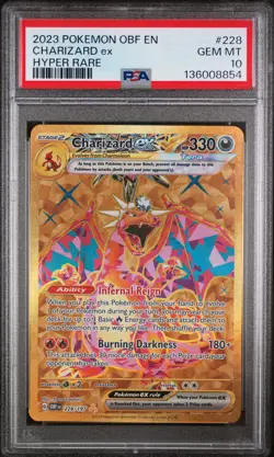 2023 POKEMON OBF EN-OBSIDIAN FLAMES HYPER RARE #228 CHARIZARD EX PSA 10 - Image 1