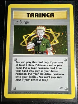 Lt. Surge Trainer HoloGym Heroes 17/132 Pokemon Partial Swirl - Image 1