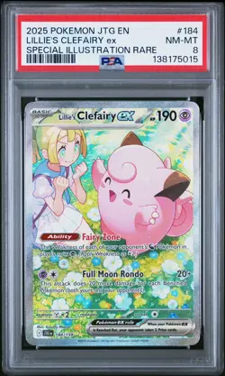 2025 POKEMON JTG SPECIAL ILLUSTRATION RARE #184 LILLIE'S CLEFAIRY EX PSA 8 - Image 1