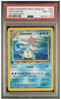2000 Pokemon Croconaw 1st Edition Neo Genesis PSA 8 - Image 1