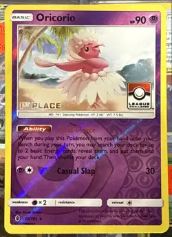 Oricorio 55/145 1st Place Trophy Reverse HOLO League NM Pokemon 2017 - Image 3