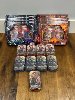 One Piece Illustration Box Vol 5 & 6 - ENG Sealed NEW (Lot Of 6) + 9 Mini Tins - Image 1