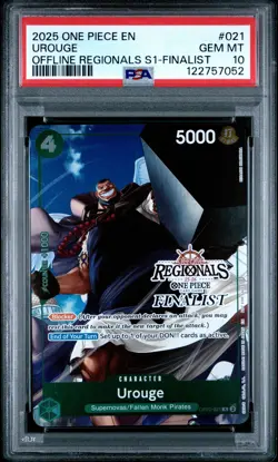 2025 ONE PIECE OFFLINE REGIONALS PACK 2025 SEASON 1 FINALIST #021 UROUGE PSA 10 - Image 1