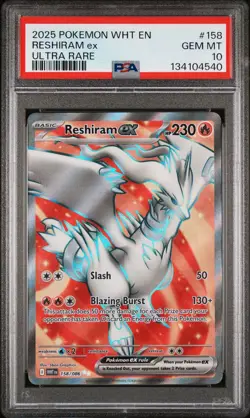 Pokemon White Flare Reshiram EX Full Art 158/086 PSA 10 - Image 1