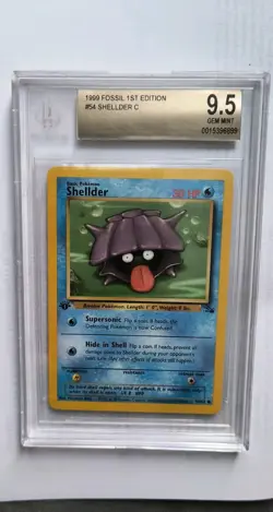 1999 POKEMON FOSSIL 1ST EDITION #54 SHELLDER Beckett Grading Services GEM MT 9.5 - Image 1