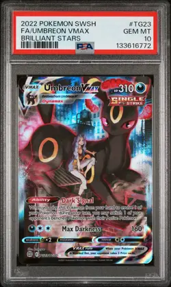 2022 POKEMON SWORD & SHIELD BRILLIANT STARS #TG23 FULL ART/UMBREON VMAX PSA 10 - Image 1