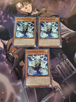 Yugioh - Thunderclap Monk SAST-EN026 NM Unlimited Super Rare x3 - Image 1