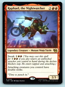 MTG Raphael the Nightwatcher Normal R Teenage Mutant Ninja Turtles TMT 103 NM Ma - Image 1