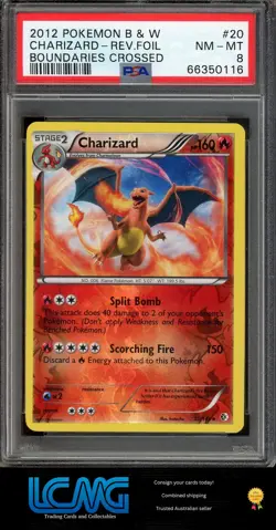 Pokemon TCG Card PSA 8 Boundaries Crossed #20/149 Charizard Reverse Holo Foil - Image 1